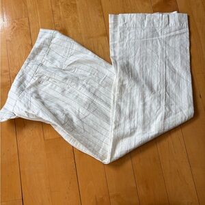 Gap White Pinstripe Linen Blend Pants